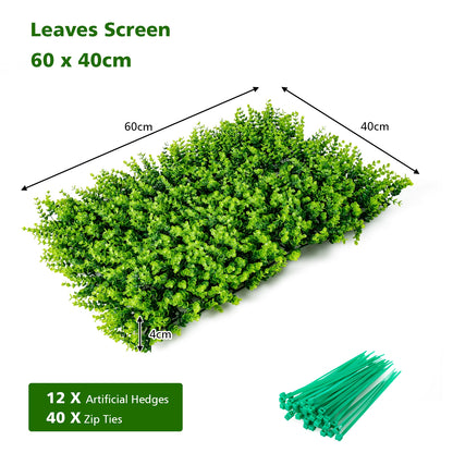 12 Pieces 16x24 Inch Artificial Eucalyptus Hedge Plant Privacy Fence Panels