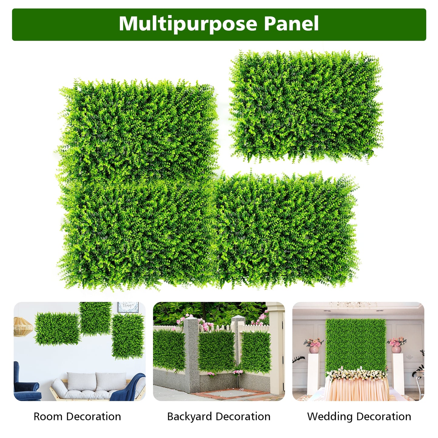 12 Pieces 16x24 Inch Artificial Eucalyptus Hedge Plant Privacy Fence Panels