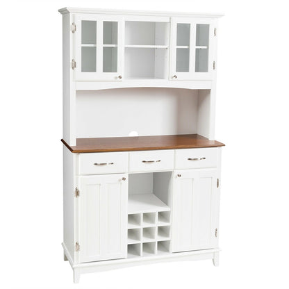 Kitchen Storage Cabinet Cupboard with Wine Rack and Drawers-Black