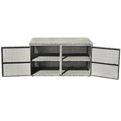 88 Gallon Garden Patio Rattan Storage Container Box-Gray