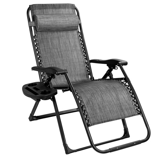 Oversize Lounge Chair with Cup Holder of Heavy Duty for outdoor-Gray
