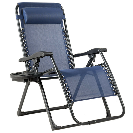 Oversize Lounge Chair with Cup Holder of Heavy Duty for outdoor-Navy
