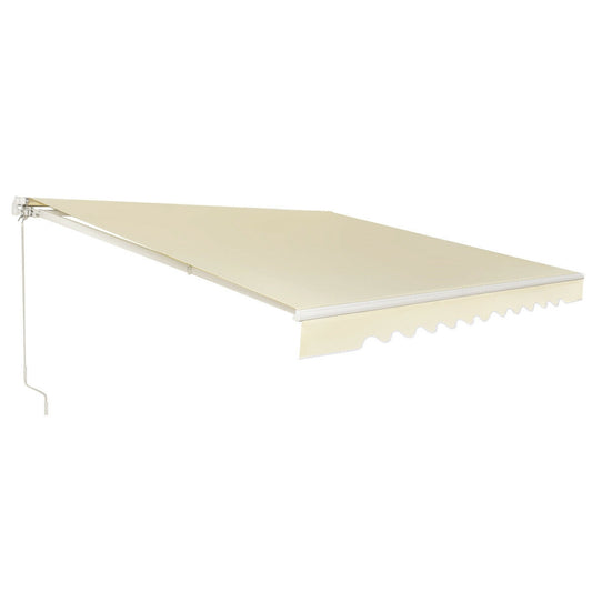 13 × 8 Feet Retractable Patio Awning Aluminum Deck Sunshade-Beige