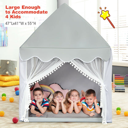 Kids Large Play Castle Fairy Tent with Mat-Gray