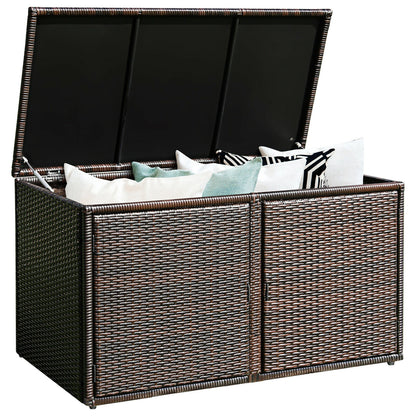 88 Gallon Garden Patio Rattan Storage Container Box-Brown