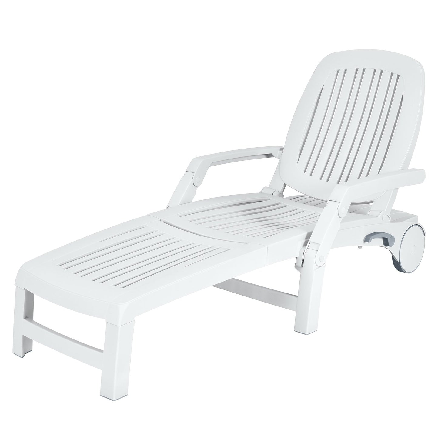 Adjustable Patio Sun Lounger with Weather Resistant Wheels-Black