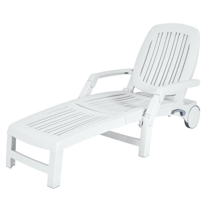 Adjustable Patio Sun Lounger with Weather Resistant Wheels-Black