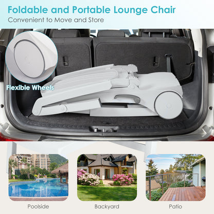Adjustable Patio Sun Lounger with Weather Resistant Wheels-Black
