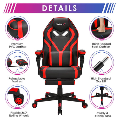 Computer Massage Gaming Recliner Chair with Footrest-Red