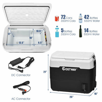 53 QT Portable Dual-Zone Car Refrigerator-White