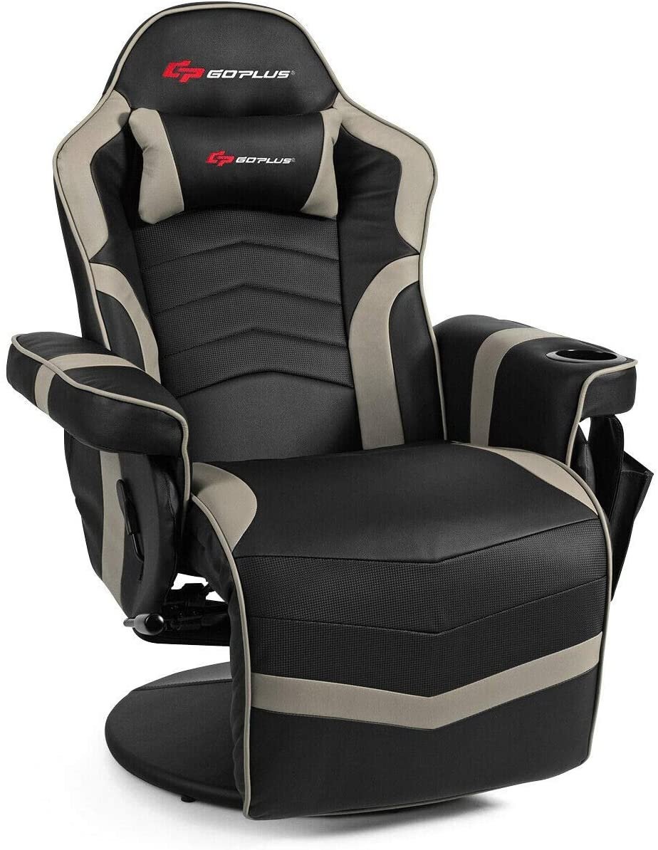 Ergonomic High Back Massage Gaming Chair with Pillow-Black