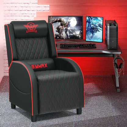 Massage Gaming Recliner Chair with Headrest and Adjustable Backrest for Home Theater-Blue
