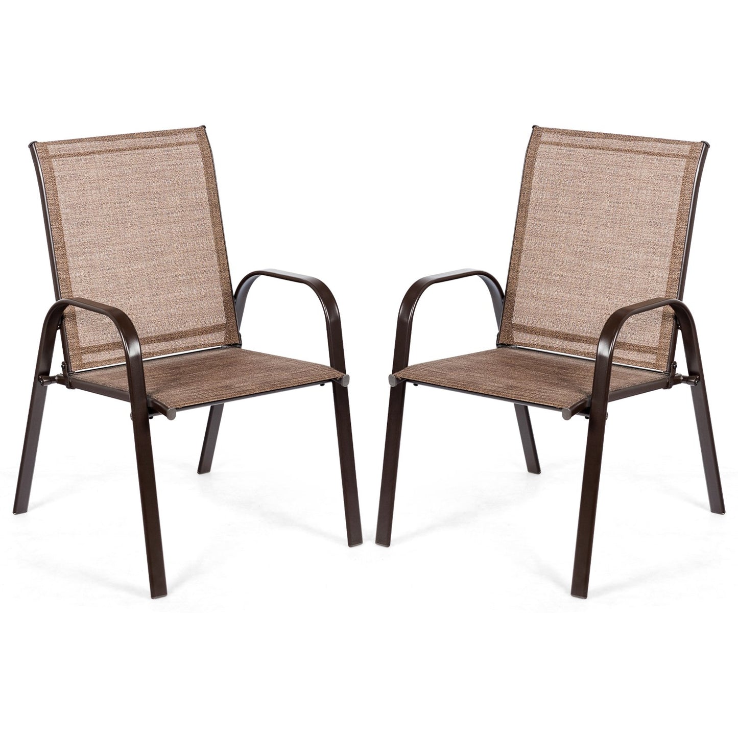 2 Pieces Patio Outdoor Dining Chair with Armrest-Beige