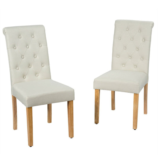 Set of 2 Tufted Dining Chair-Beige