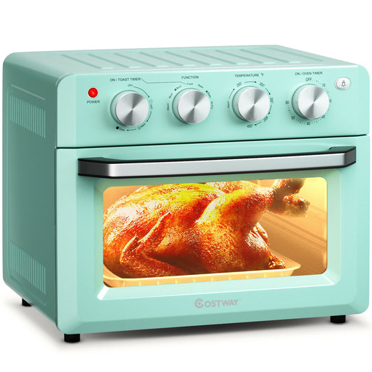 19 Qt Dehydrate Convection Air Fryer Toaster Oven with 5 Accessories-Green