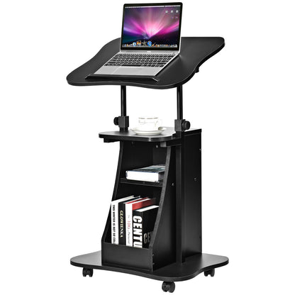 Sit-to-Stand Laptop Desk Cart Height Adjustable with Storage-Black