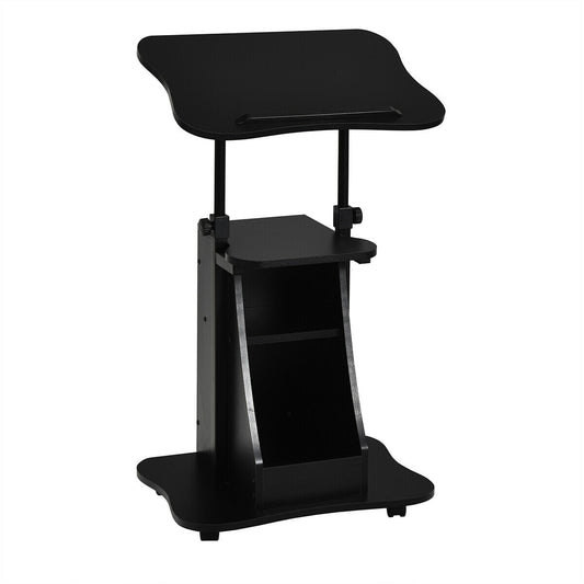 Sit-to-Stand Laptop Desk Cart Height Adjustable with Storage-Black