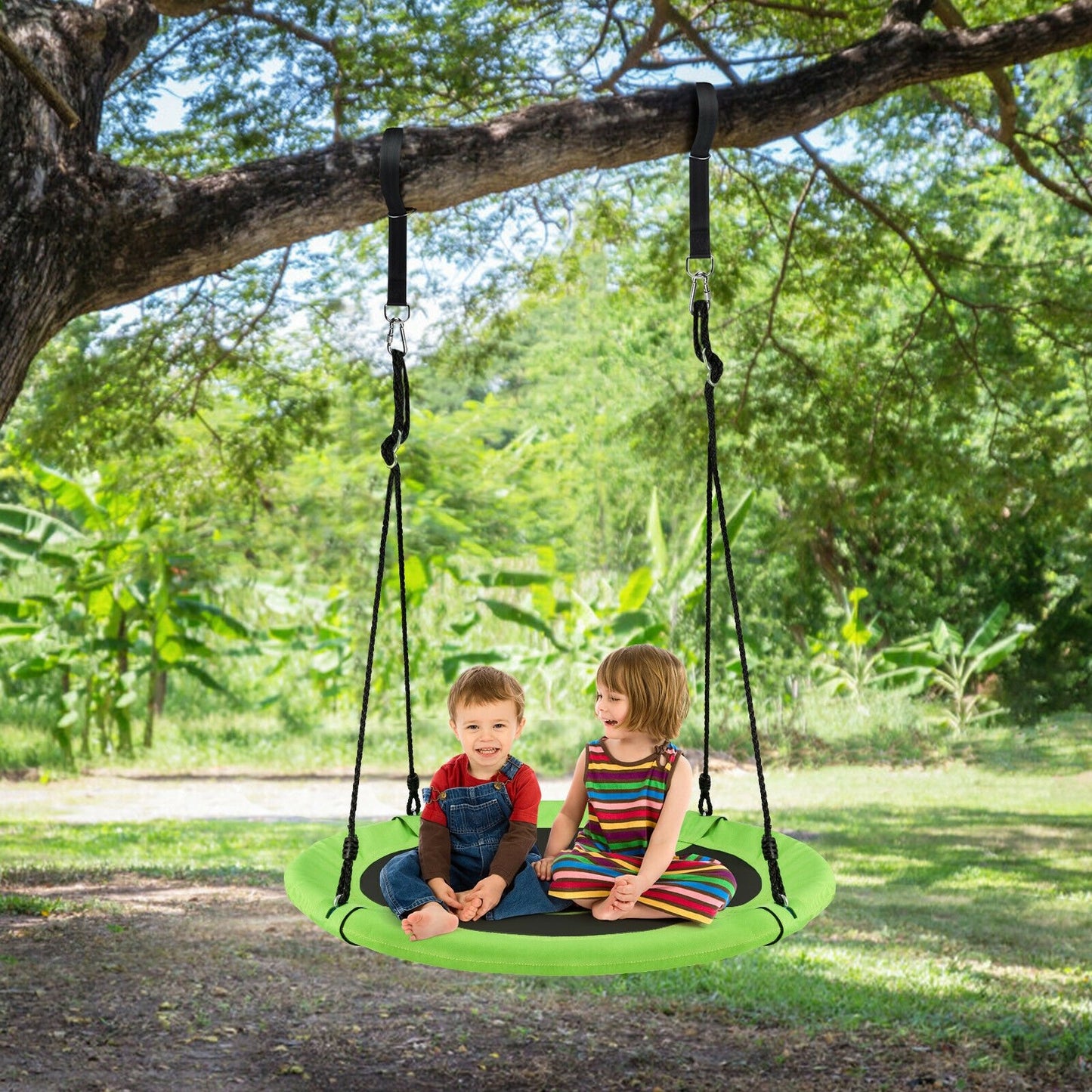 40 Inch 770 lbs Flying Saucer Tree Swing Kids Gift with 2 Tree Hanging Straps-Blue