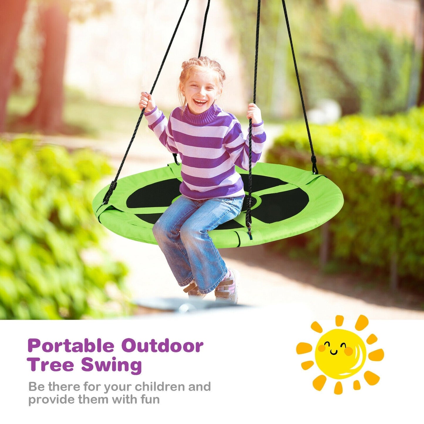 40 Inch 770 lbs Flying Saucer Tree Swing Kids Gift with 2 Tree Hanging Straps-Blue