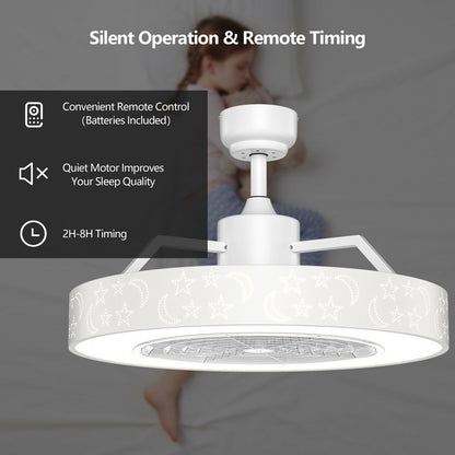 23 Inch Ceiling Fan with LED Light and Remote Control-White