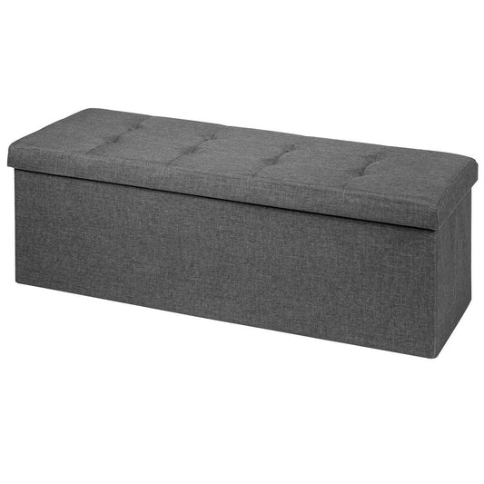 Large Fabric Folding Storage Chest with Smart lift Divider Bed End Ottoman Bench-Dark Gray