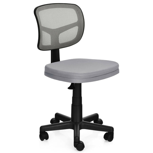 Armless Computer Chair with Height Adjustment and Breathable Mesh for Home Office-Gray