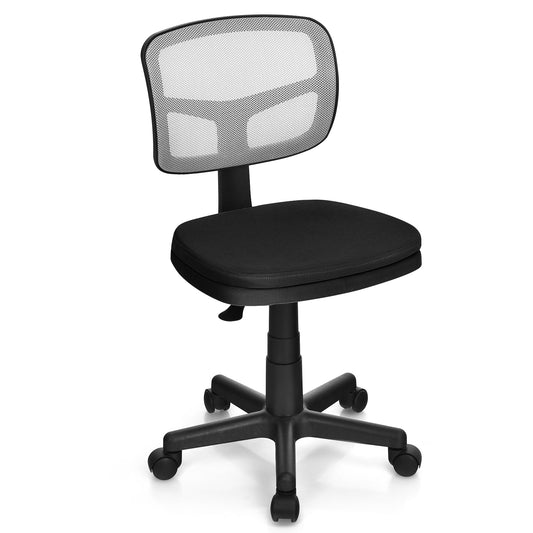 Armless Computer Chair with Height Adjustment and Breathable Mesh for Home Office-Black