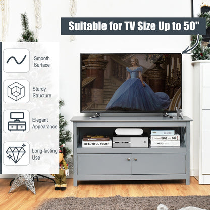 TV Stand Entertainment Center with Charging Station for TVs up to 50 Inch-Black