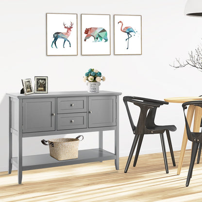 Wooden Sideboard Buffet Console Table  with Drawers and Storage-Beige
