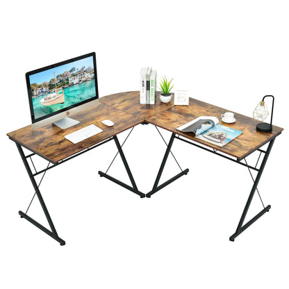 59 Inch L-Shaped Corner Desk Computer Table for Home Office Study Workstation-Black