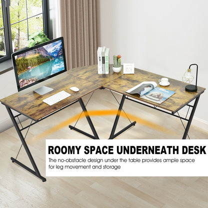 59 Inch L-Shaped Corner Desk Computer Table for Home Office Study Workstation-Black