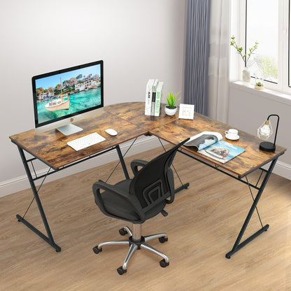 59 Inch L-Shaped Corner Desk Computer Table for Home Office Study Workstation-Black