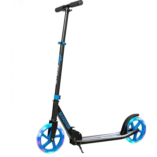 Portable Folding Sports Kick Scooter with LED Wheels-Blue