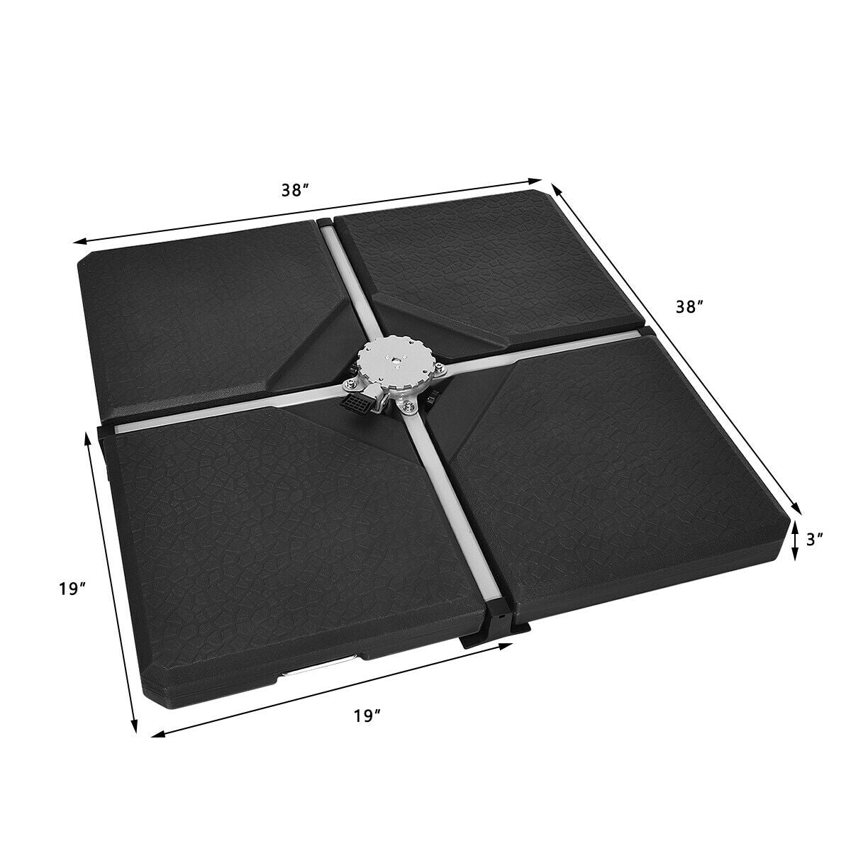 4 Pieces Square Fillable Patio Umbrella Base Set with Handle and Funnel