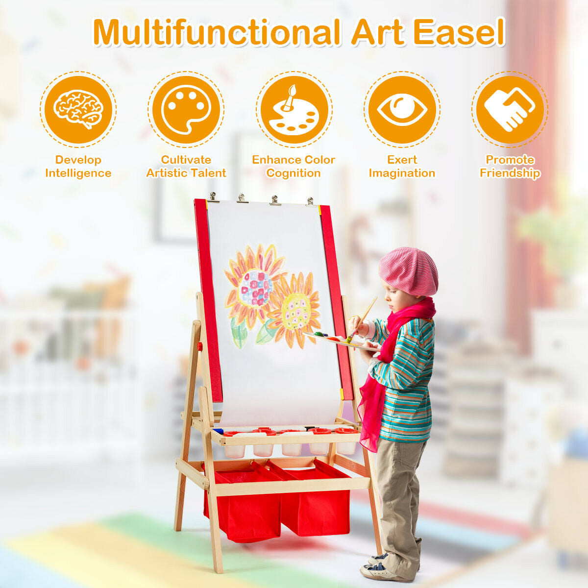 Flip-Over Double-Sided Kids Art Easel