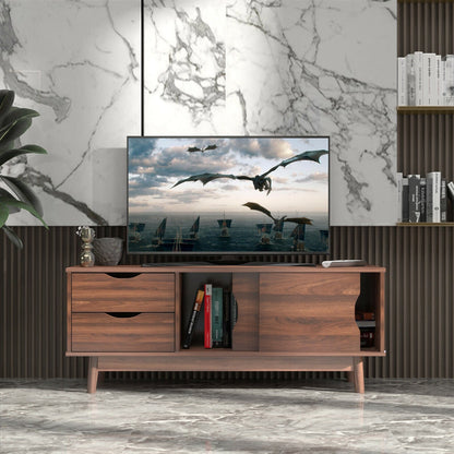 TV Stand for TV up to 60 Inch Media Console Table Storage with Doors-Gray