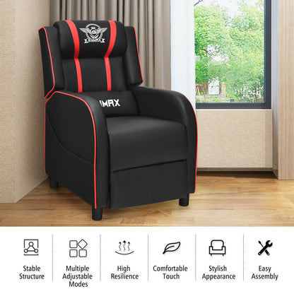 Massage Racing Gaming Single Recliner Chair-Red