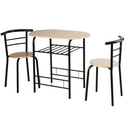Home Kitchen 3 pcs Bistro Pub Dining Table 2 Chairs Set-Black