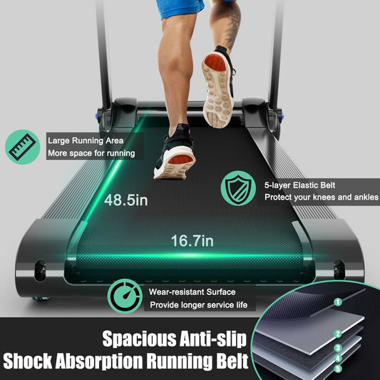 3HP Folding Electric Treadmill Running Machine-Blue