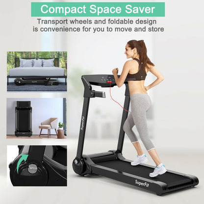 3HP Folding Electric Treadmill Running Machine-Blue