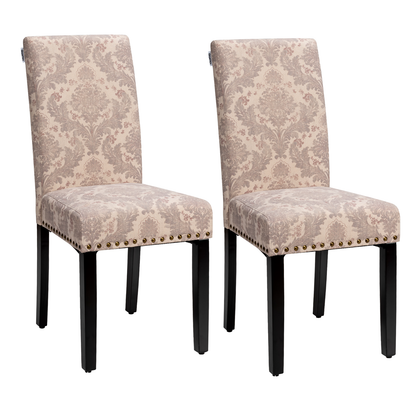 Set of 2 Fabric Upholstered Dining Chairs with Nailhead-Light Sage