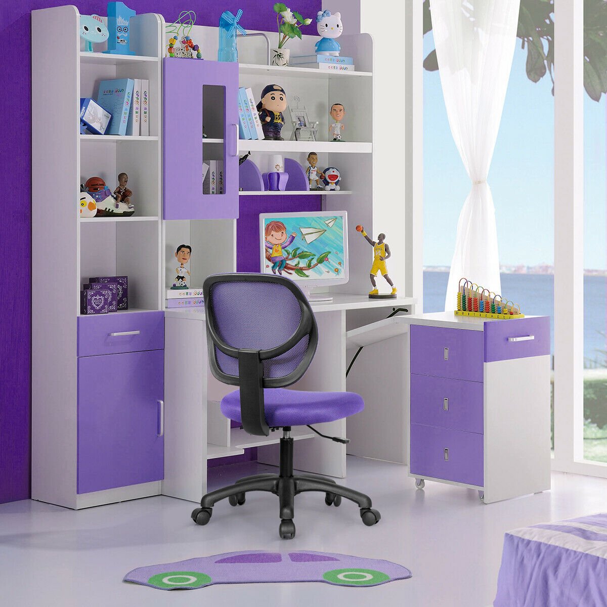 Low-back Computer Task Office Desk Chair with Swivel Casters-Green