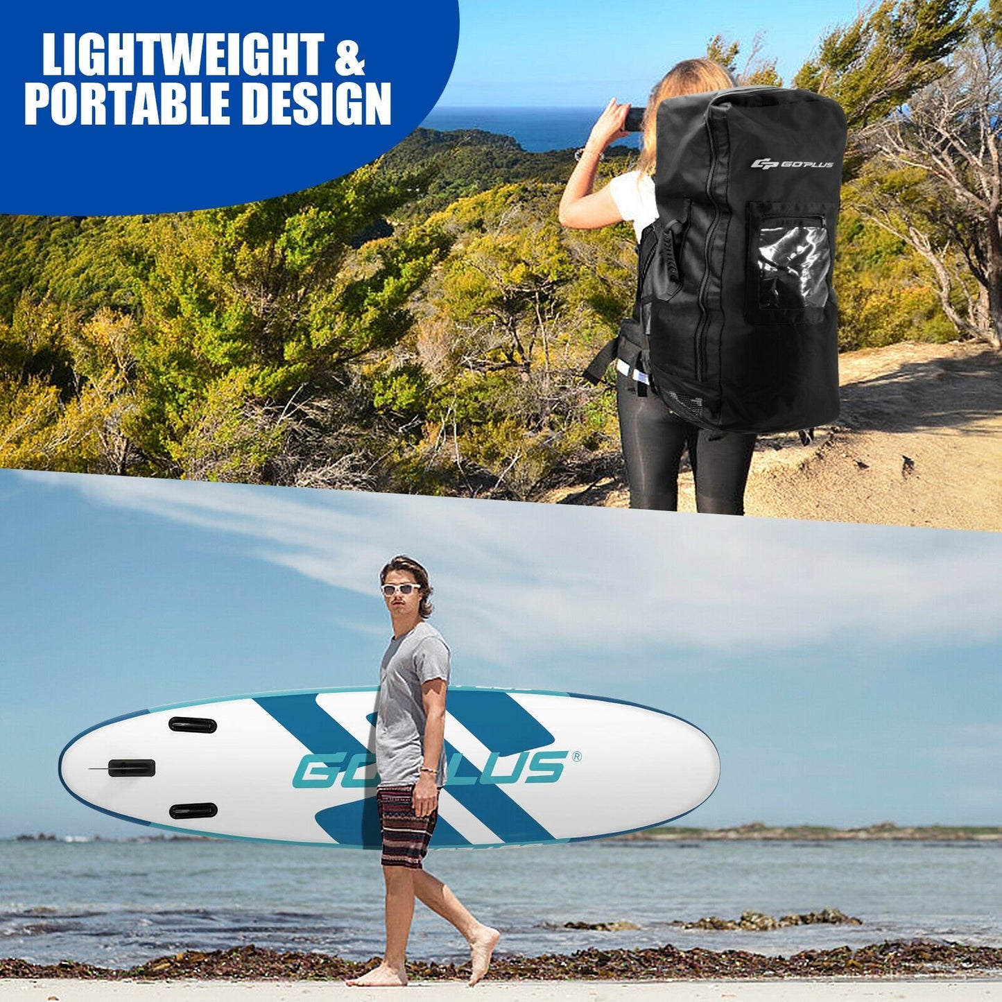 10 Feet Inflatable Stand Up Paddle Board 6 inch Thick with Backpack Leash Aluminum Paddle