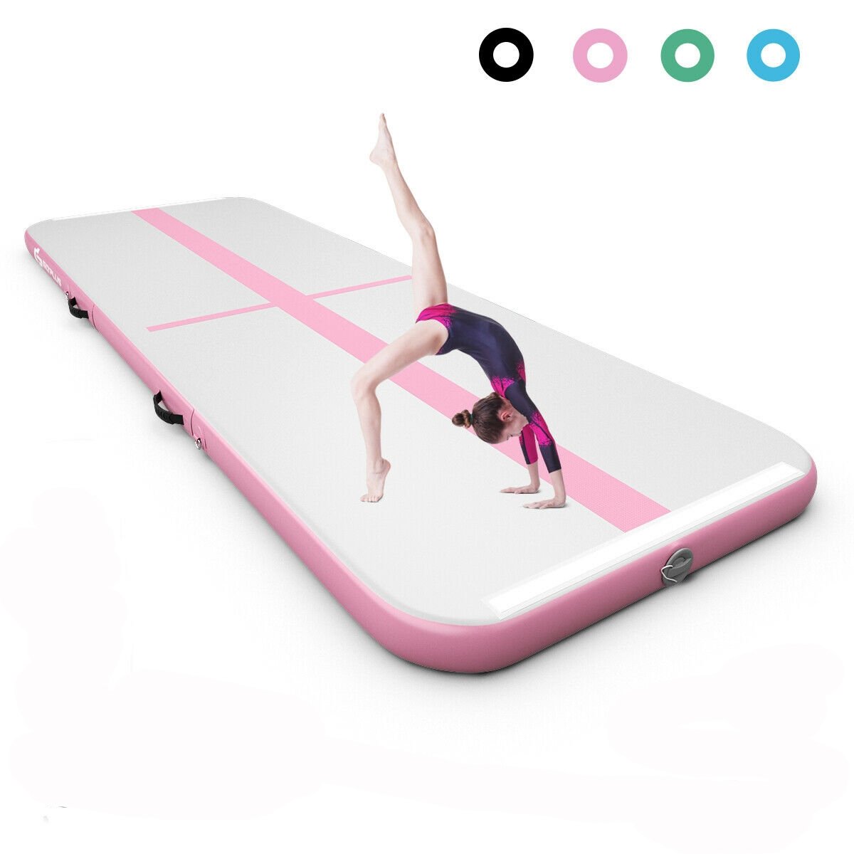 10 Feet Inflatable Gymnastics Tumbling Mat with Pump-Black