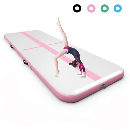 10 Feet Inflatable Gymnastics Tumbling Mat with Pump-Black