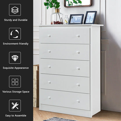 Functional Storage Organized Dresser with 5 Drawer-Brown