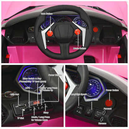 12V 2.4G RC Electric Vehicle with Lights-Pink
