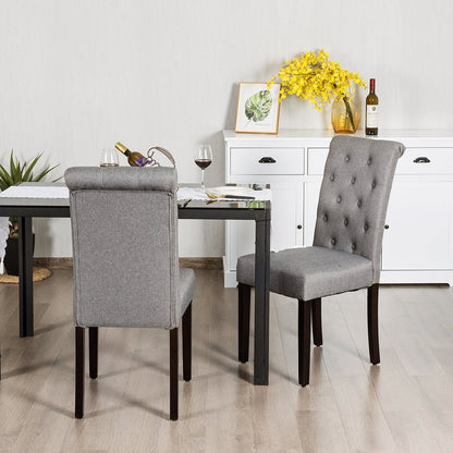 Set of 2 Tufted Dining Chair-Beige