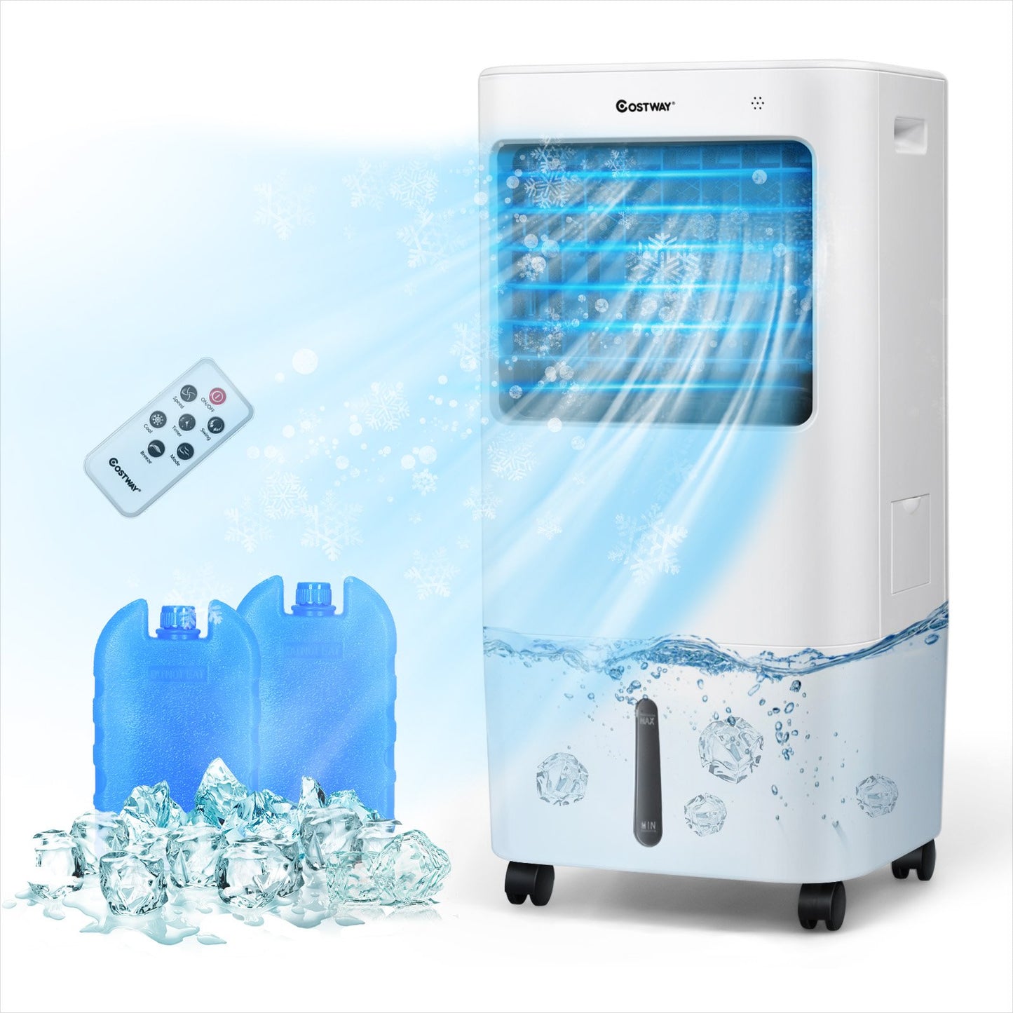 Evaporative Portable Air Cooler Fan with Remote Control-White