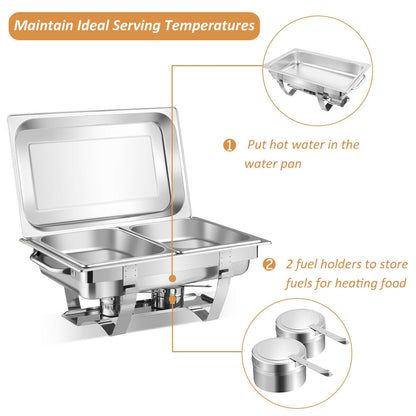 2 Packs Stainless Steel Full-Size Chafing Dish